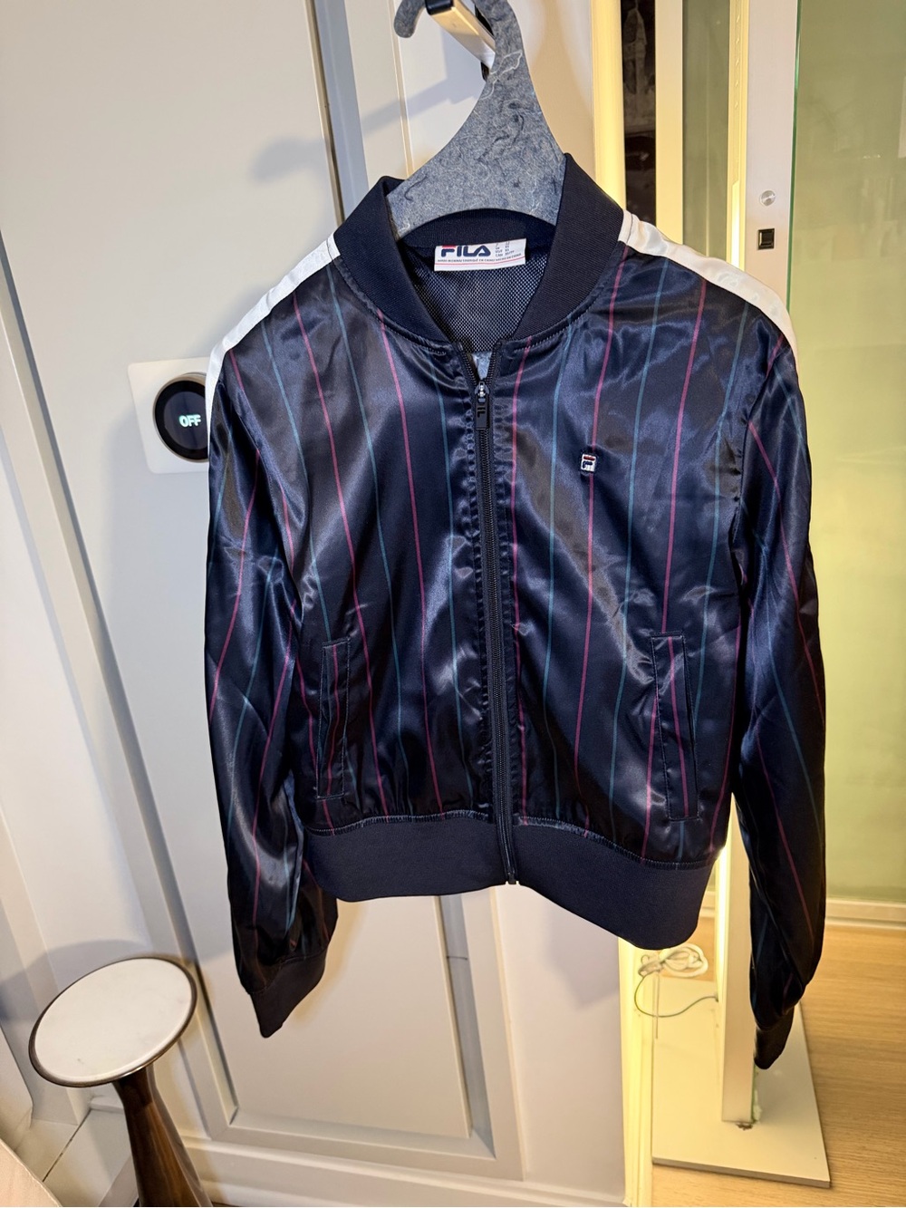 FILA Navy Pinstripe Bomber Jacket - XS